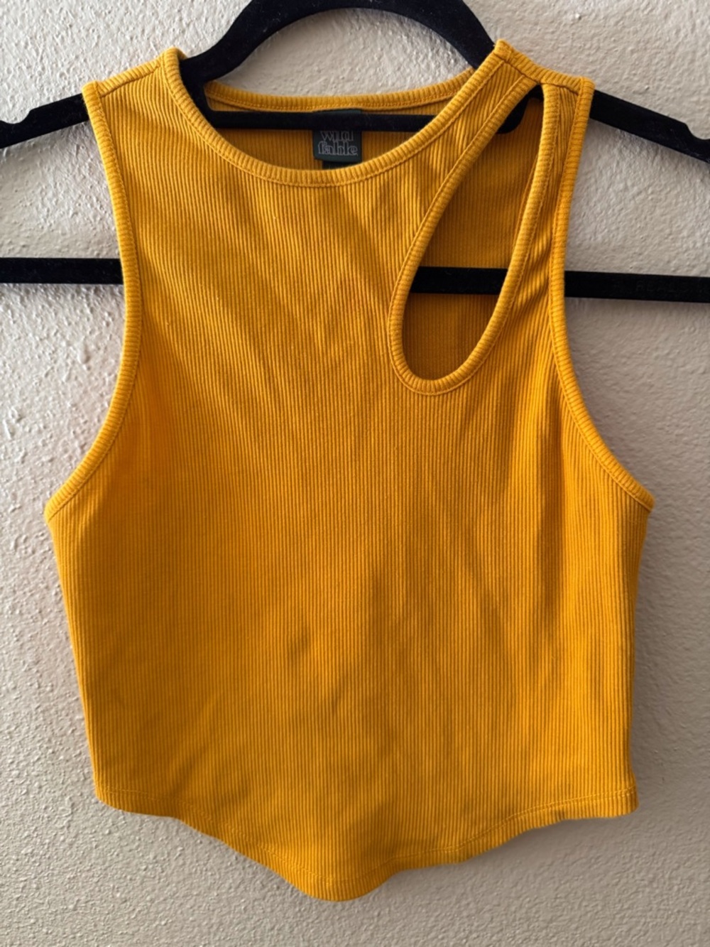 wild fable Mustard Yellow Ribbed Cutout Cropped Tank
